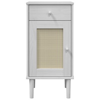 vidaXL Sängbord SENJA rottinglook vit 40x35x80 cm massiv furu