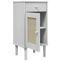 vidaXL Sängbord SENJA rottinglook vit 40x35x80 cm massiv furu