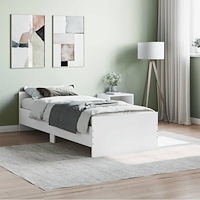 vidaXL Sängram vit 75x190 cm liten enkelsäng konstruerat trä