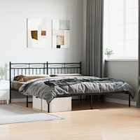 vidaXL Sängram med huvudgavel metall svart 180x200 cm