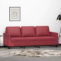 vidaXL 3-sitssoffa vinröd 180 cm konstläder