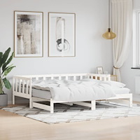 vidaXL Dagbädd med extrasäng vit 90x190 cm massiv furu