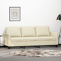vidaXL 3-sitssoffa gräddvit 180 cm konstläder