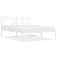 vidaXL Sängram med huvudgavel metall vit 135x190 cm