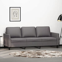 vidaXL 3-sitssoffa grå 180 cm konstläder