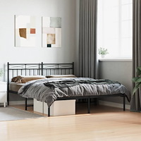 vidaXL Sängram med huvudgavel metall svart 150x200 cm