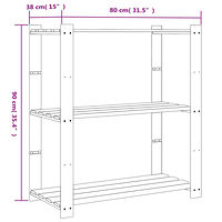 vidaXL Förvaringshylla 3 hyllplan svart 80x38x90 massiv furu