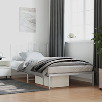 vidaXL Sängram med huvudgavel metall vit 100x200 cm