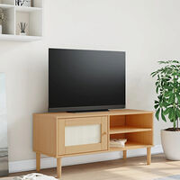 vidaXL Tv-bänk SENJA rottinglook brun 106x40x49 cm massiv furu