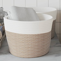 vidaXL Förvaringskorgar 2 st brun och vit Ø24x18 cm bomull