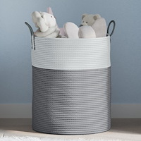 vidaXL Förvaringskorg grå och vit Ø38x46 cm bomull