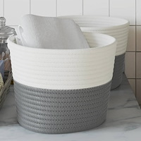 vidaXL Förvaringskorgar 2 st grå och vit Ø24x18 cm bomull