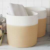 vidaXL Förvaringskorgar 2 st beige och vit Ø28x28 cm bomull