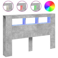vidaXL Sänggavel LED betonggrå 160x18,5x103,5 cm konstruerat trä