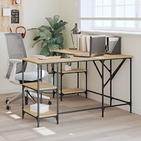 vidaXL Skrivbord sonoma-ek 139x139x75 cm konstruerat trä