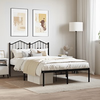 vidaXL Sängram med huvudgavel metall svart 120x190 cm