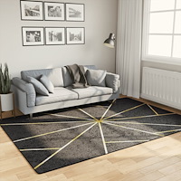 vidaXL Matta tvättbar svart och guld 160x230 cm halkfri