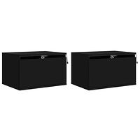 vidaXL Väggmonterade sängbord med LED-lampor 2 st svart