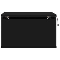 vidaXL Väggmonterade sängbord med LED-lampor 2 st svart