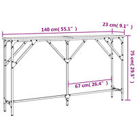 vidaXL Avlastningsbord brun ek 140x23x75 cm konstruerat trä