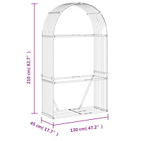 vidaXL Vedställ silver 120x45x210 cm galvaniserat stål