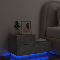 vidaXL Sängbord med LED-lampor betonggrå 70x36x40,5 cm