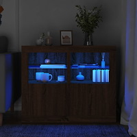 vidaXL Sängbord med LED-lampor 2 st brun ek konstruerat trä