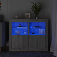 vidaXL Sängbord med LED-lampor 2 st grå sonoma konstruerat trä