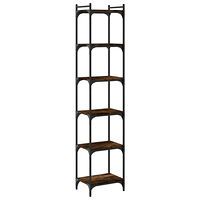 vidaXL Bokhylla 6 hyllplan rökfärgad ek 40x30x188 cm konstruerat trä