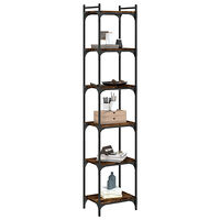 vidaXL Bokhylla 6 hyllplan rökfärgad ek 40x30x188 cm konstruerat trä