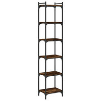 vidaXL Bokhylla 6 hyllplan rökfärgad ek 40x30x188 cm konstruerat trä
