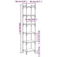 vidaXL Bokhylla 6 hyllplan rökfärgad ek 40x30x188 cm konstruerat trä