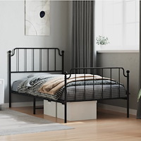vidaXL Sängram med huvudgavel och fotgavel svart metall 100x200 cm