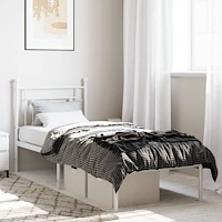 vidaXL Sängram utan madrass med huvudgavel metall vit 75x190 cm