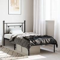 vidaXL Sängram med huvudgavel metall svart 100x200 cm