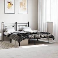vidaXL Sängram med huvudgavel metall svart 150x200 cm