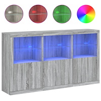 vidaXL Skänk med LED-belysning grå sonoma 181,5x37x100 cm