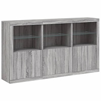 vidaXL Skänk med LED-belysning grå sonoma 181,5x37x100 cm