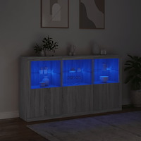 vidaXL Skänk med LED-belysning grå sonoma 181,5x37x100 cm