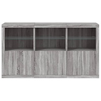 vidaXL Skänk med LED-belysning grå sonoma 181,5x37x100 cm