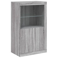 vidaXL Skänk med LED-belysning grå sonoma 181,5x37x100 cm