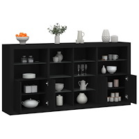 vidaXL Skänk med LED-belysning svart 202x37x100 cm