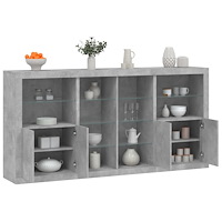vidaXL Skänk med LED-belysning betonggrå 202x37x100 cm