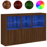 vidaXL Skänk med LED-belysning brun ek 162x37x100 cm