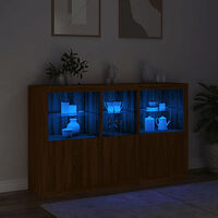 vidaXL Skänk med LED-belysning brun ek 162x37x100 cm