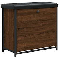 vidaXL Skobänk med flip-låda brun ek 62x32x56 cm