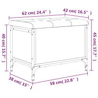 vidaXL Förvaringsbänk svart 62x42x45 cm konstruerat trä