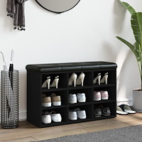 vidaXL Skobänk svart 82x32x50 cm konstruerat trä