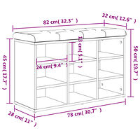 vidaXL Skobänk betonggrå 82x32x50 cm konstruerat trä