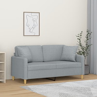 vidaXL 2-sits soffa med prydnadskuddar ljusgrå 140 cm tyg